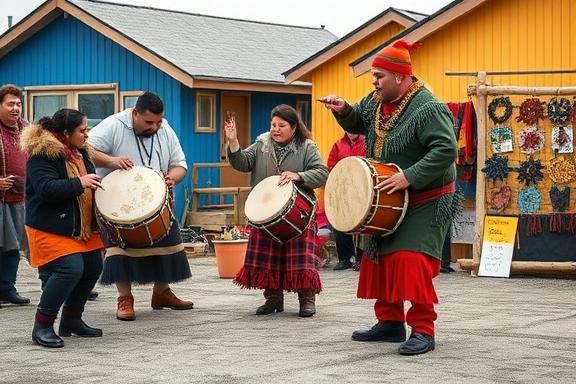 Authentic Inuit cultural demonstration in a Greenland village